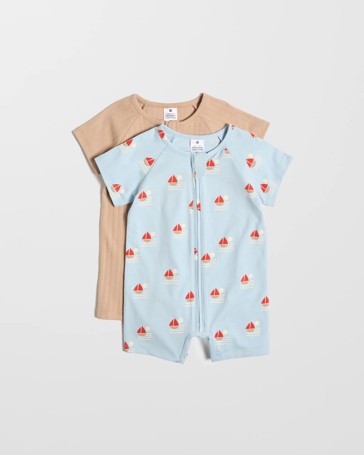 Baby Organic Cotton Zip Romper 2 Pack