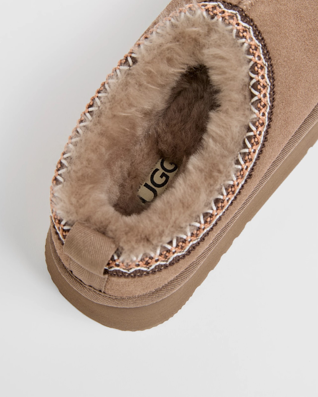 Australian Design Leather and Sheepskin Tape Scuff Slippers - Mocha 3 of 3