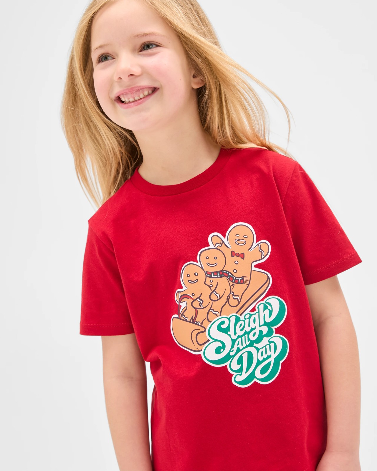 Family Matching Christmas Australian Cotton Younger Kids Pyjama Set - Gingerbread Sleigh All Day 4 of 5