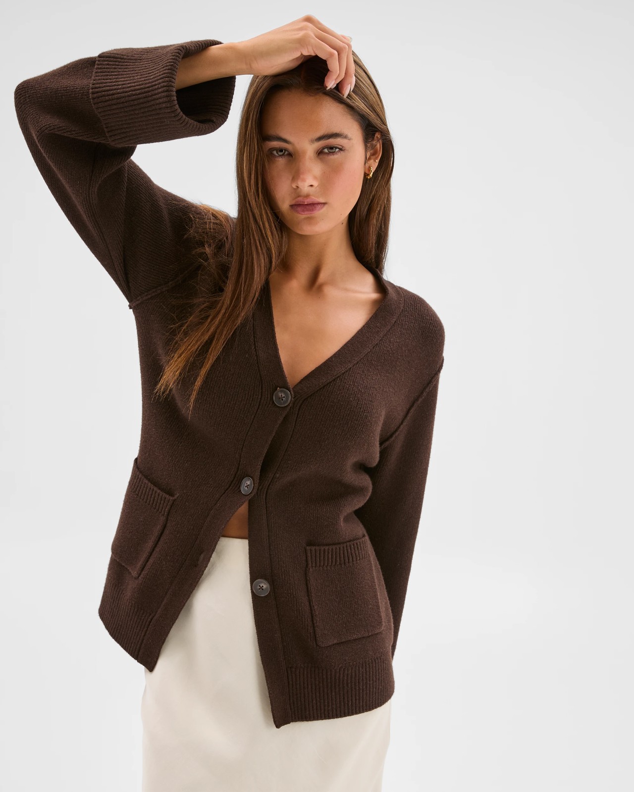 Lily Loves Australian Cotton Blend Longline Cardigan - Truffle 4 of 6