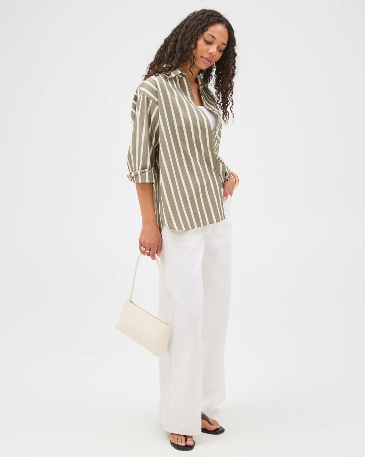 Minimal East West Shoulder Bag - Cream 3 of 3