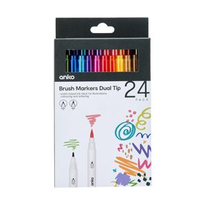 Dual Tip Brush Markers, 24 Pack - Anko product image
