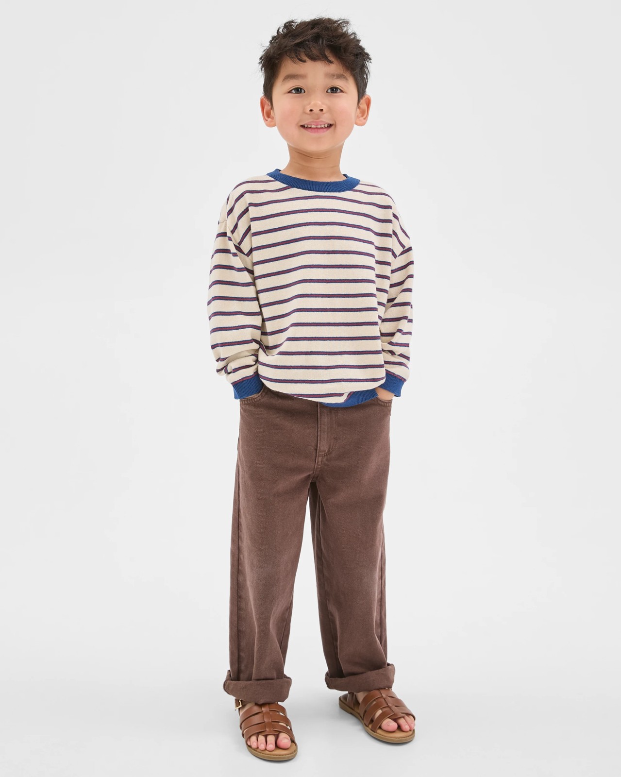 Australian Cotton Blend Lightweight Knit Jumper - Red / Neutral 2 of 6