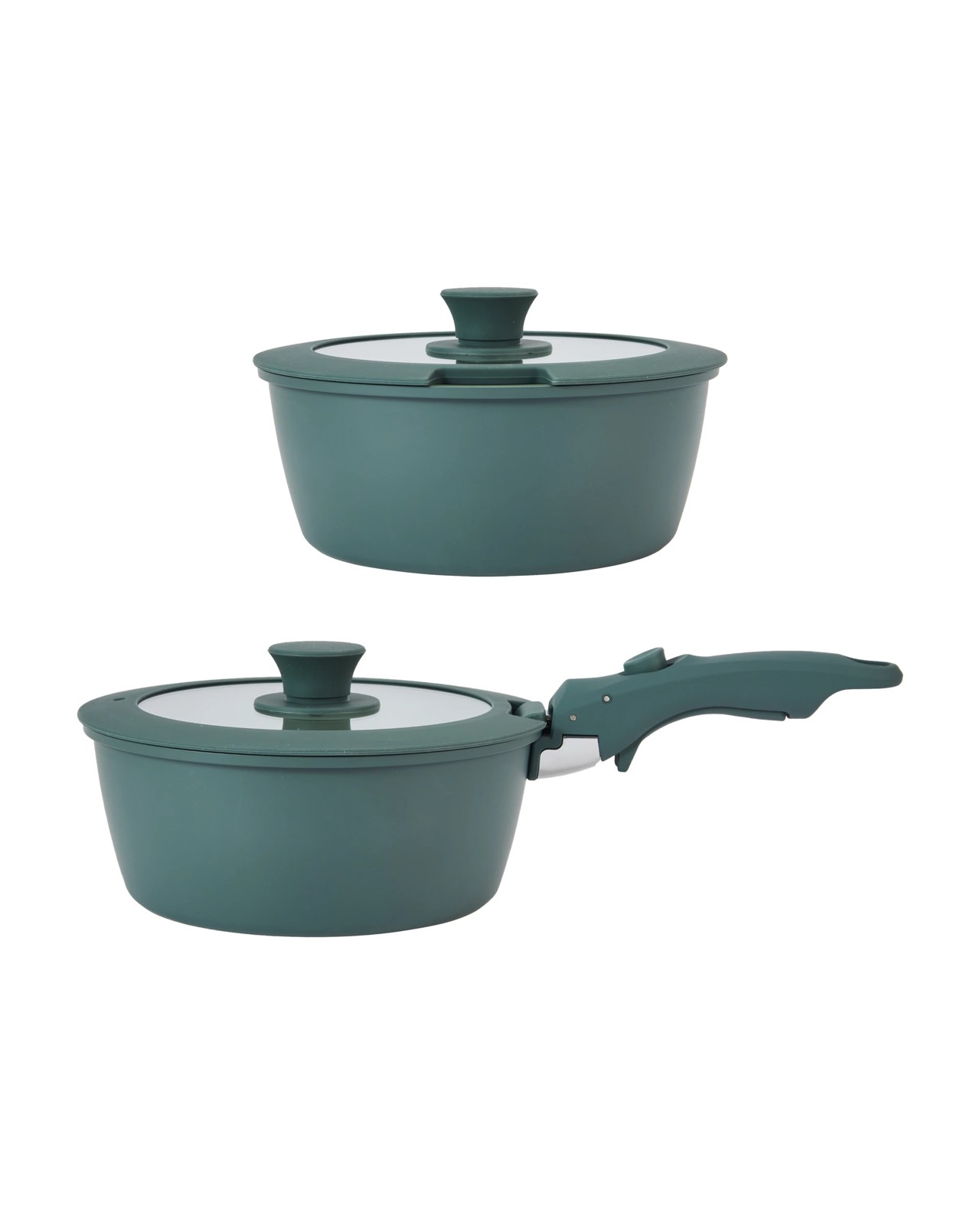 Anko 3 Piece Ceramic Cookware Set with Detachable Handle - Green 3 of 5