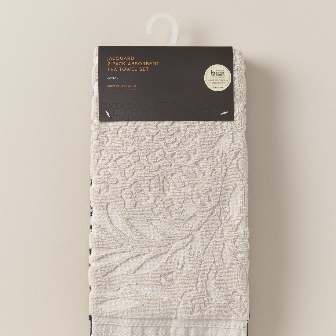 Jacquard Absorbent Tea Towels Set of 2 Natural/Charcoal Target