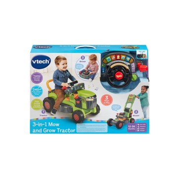 VTech 3-in-1 Mow and Grow Tractor Ride On - Green