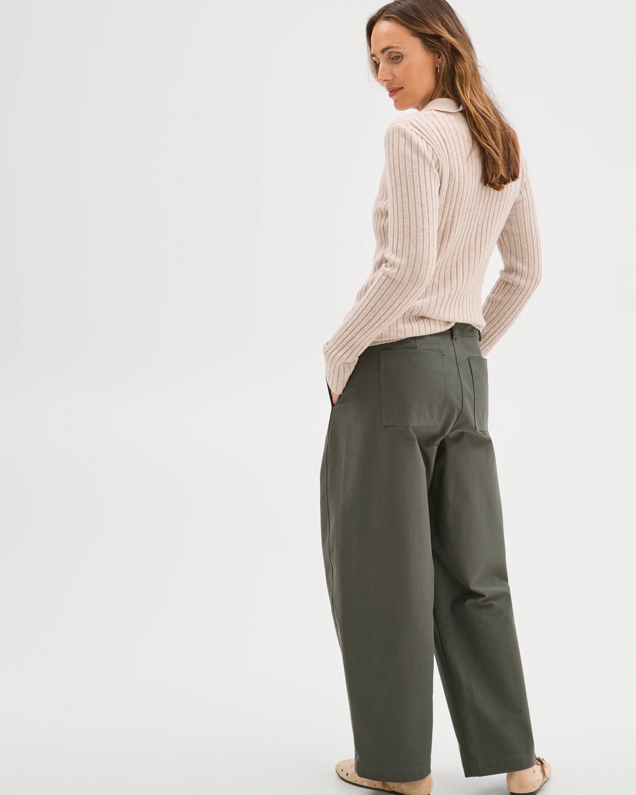 Relaxed Forward Seam Barrel Leg Pants - Oregano 4 of 6