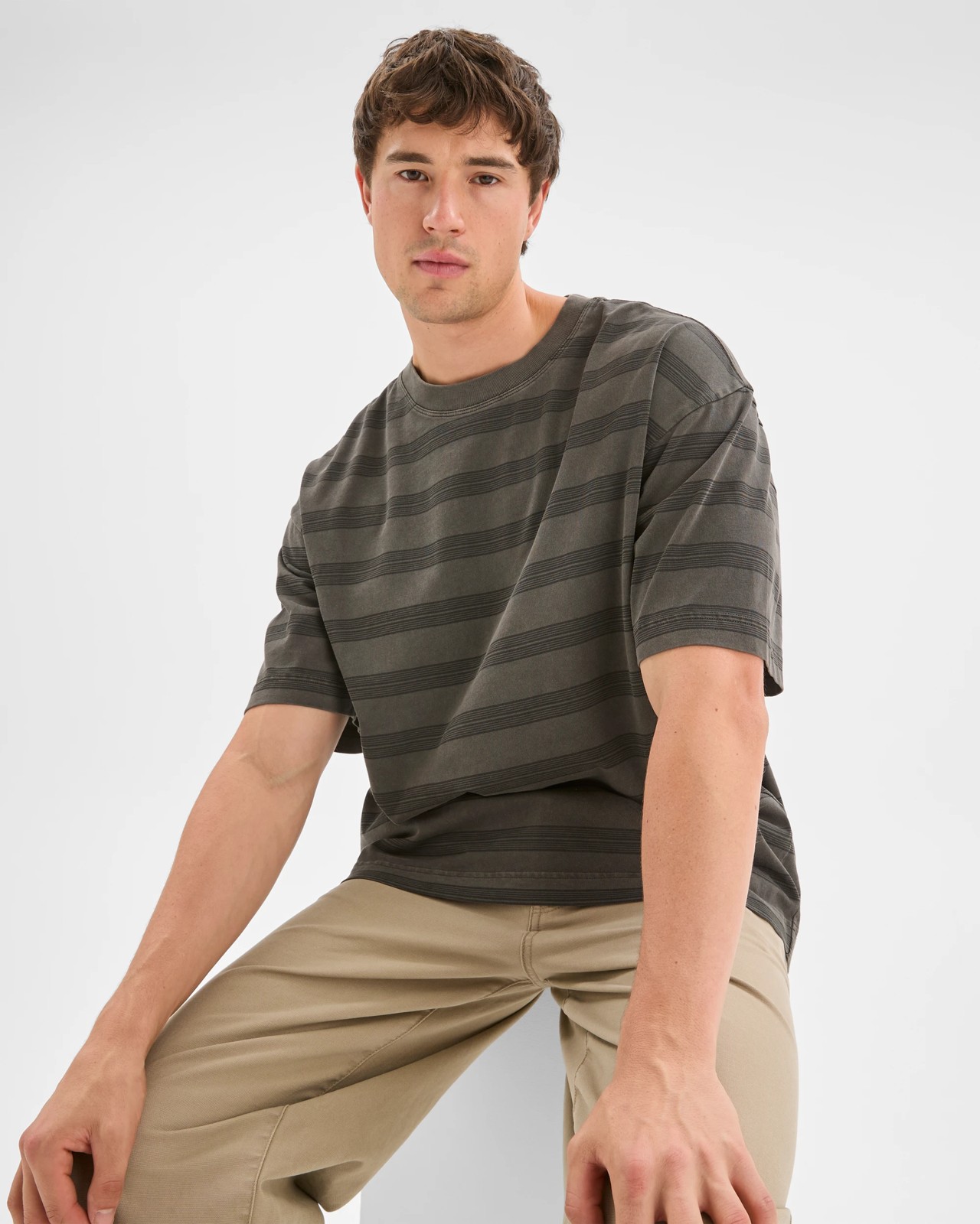 Commons Australian Cotton Overdyed Striped T-Shirt - Black Stripe 4 of 6