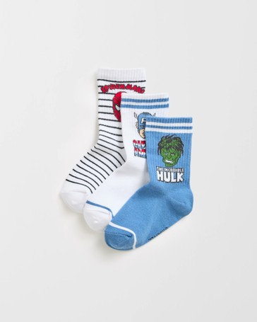 Licensed Marvel Cotton Blend 3 Pack Crew Socks