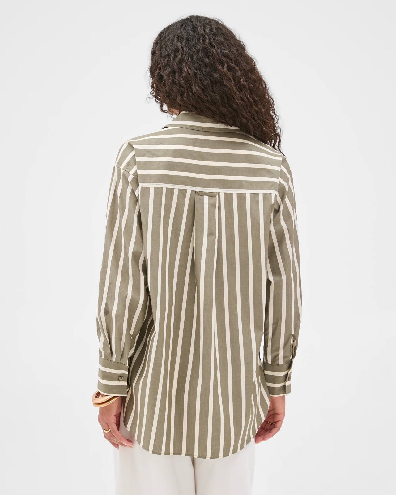 Australian Cotton Spliced Stripe Shirt - Dusty Moss Stripe 6 of 6