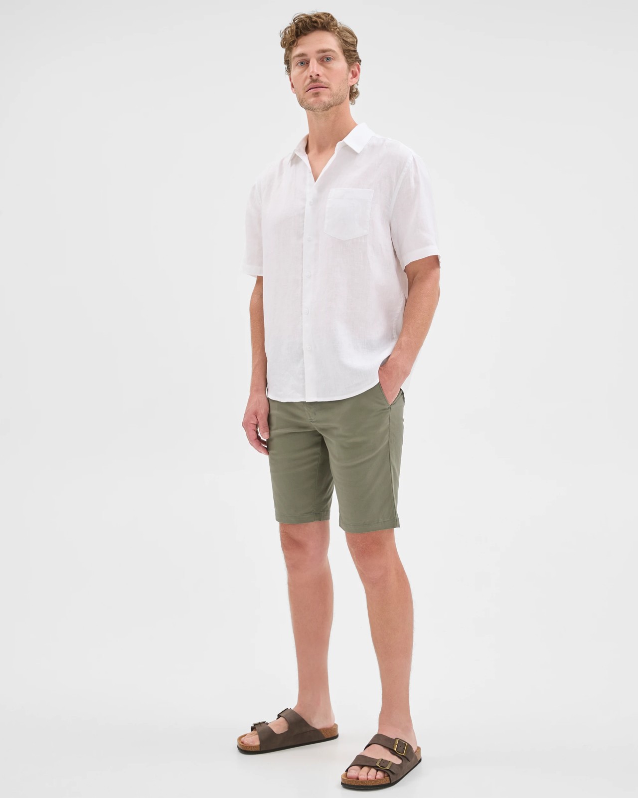 Australian Cotton Slim Chino Shorts - Mulled Basil 4 of 6