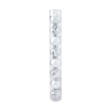 8 Pack 8cm Silver Look Baubles - Anko