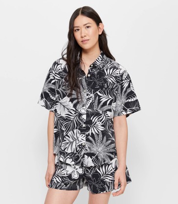 Linen Blend Short Sleeve Pyjama Set