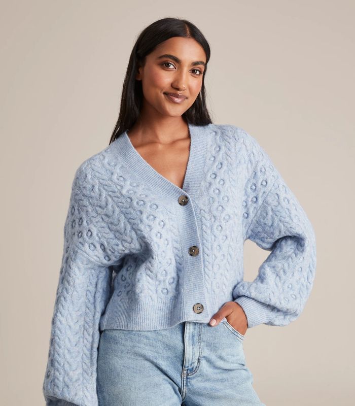 target blue cardigan