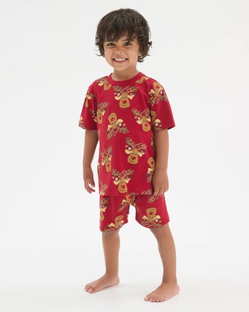 Family Matching Christmas Australian Cotton Younger Kids Pyjama Set - Reindeer