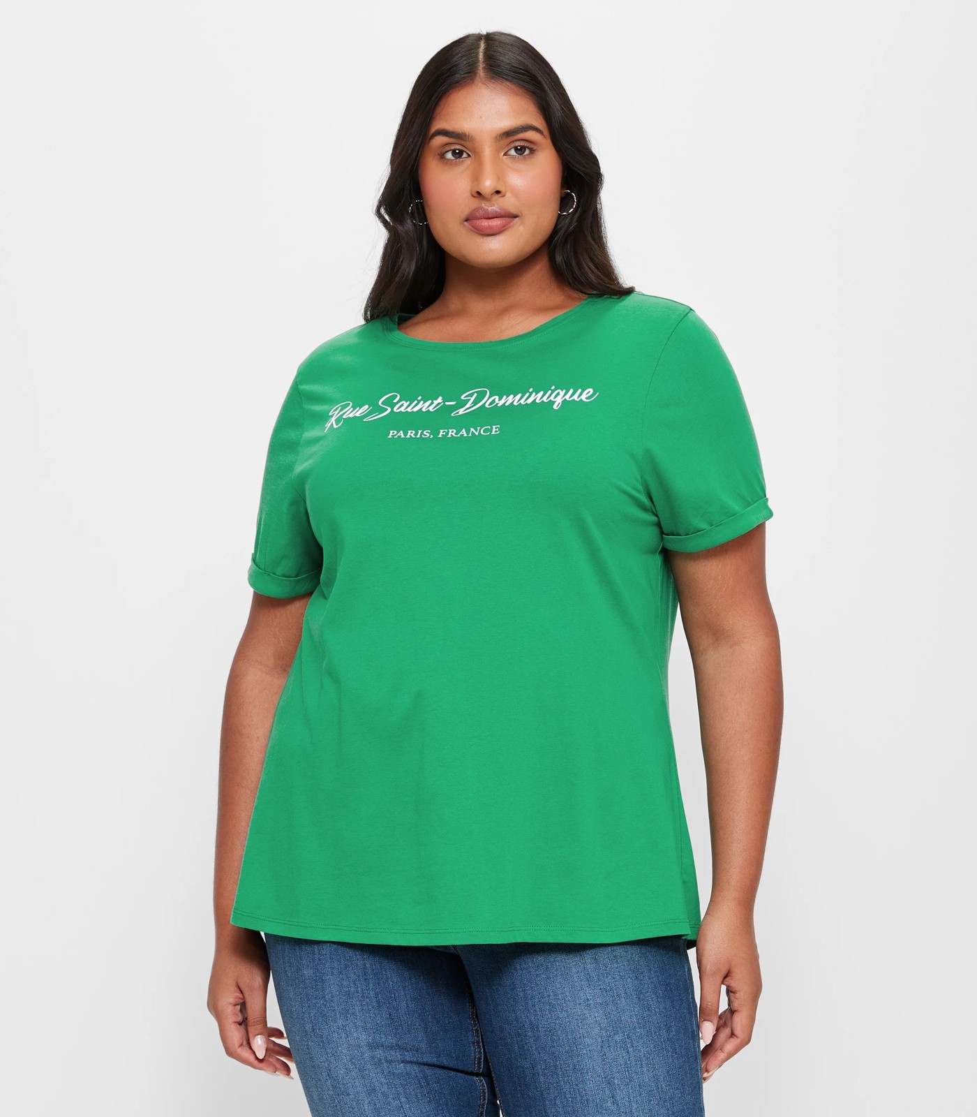 Plus Size Graphic T-Shirt - Grass Green Paris