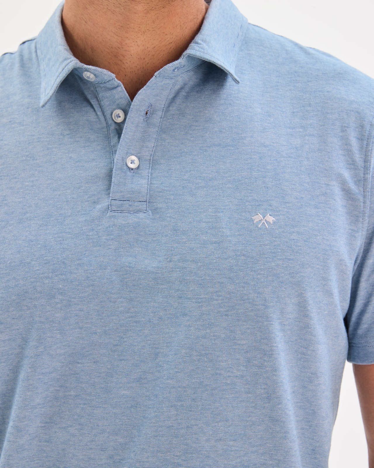 Australian Cotton Textured Jersey Polo Top - Light Blue 6 of 6