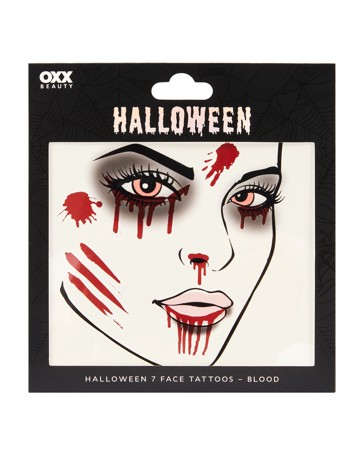 OXX Beauty 7 Piece Halloween Face Tattoos - Blood