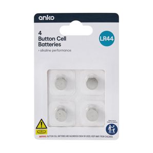 Button Cell Alkaline Batteries LR44, 4 Pack - Anko product image