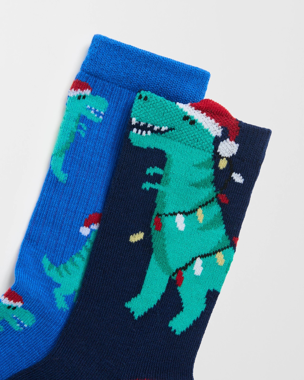 Maxx Cotton Applique Christmas Casual Socks - Dinosaur Blue 2 of 3