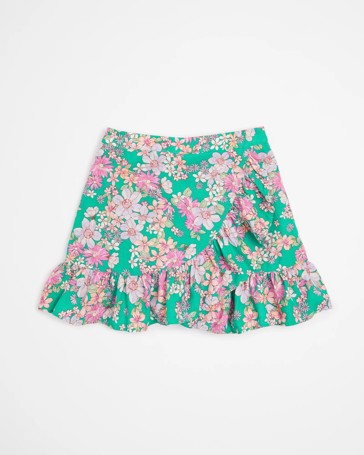 Linen Blend Floral Wrap Skorts