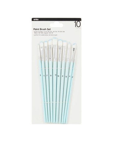 Anko 10 Pack Paint Brush Set - Blue