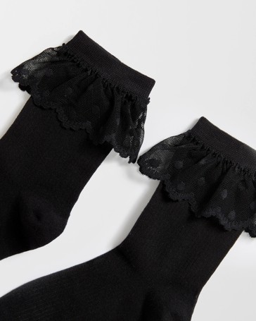 Australian Cotton Blend Womens Lace Trim Quarter Crew Fashion Socks