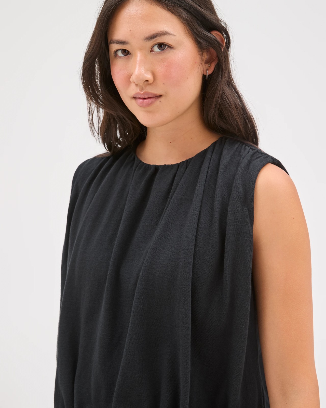 Australian Cotton Blend Sleeveless Bubble Top - Black 3 of 5