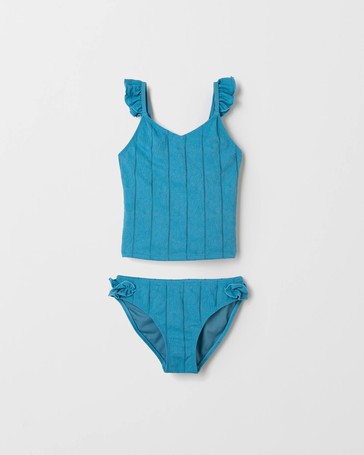 Sleeveless Textured Tankini Swim Set
