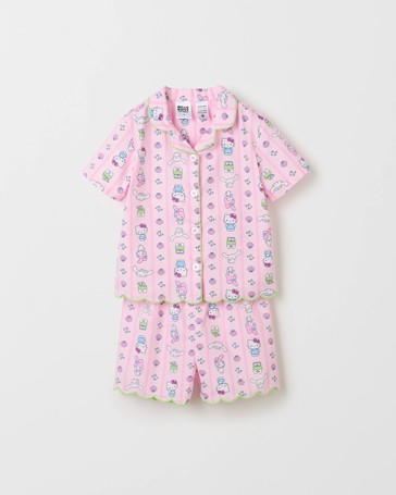 Licensed Hello Kitty Australian Cotton Younger Girls Woven Pyjama Set
