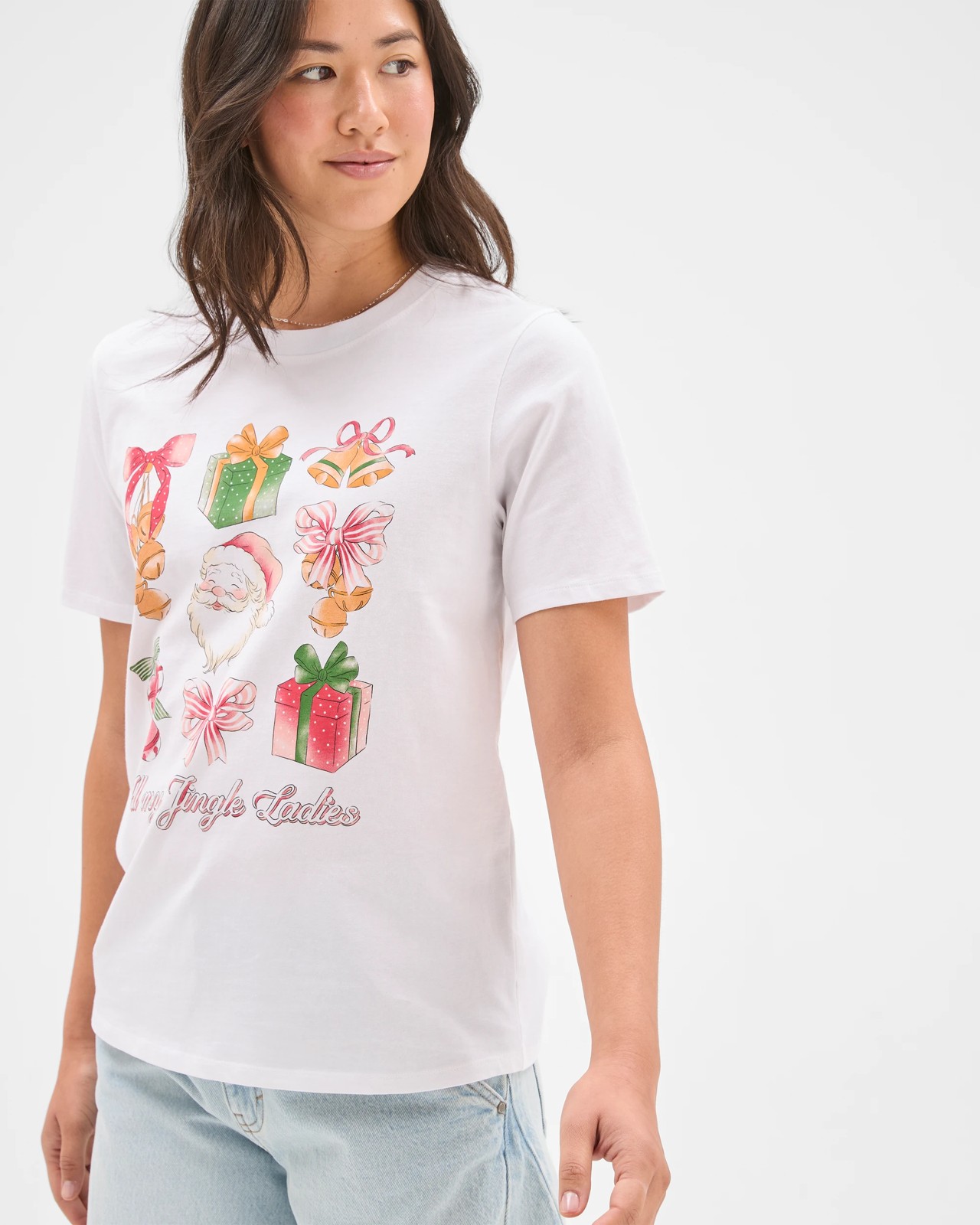 Australian Cotton Printed Christmas T-Shirt - White Santa 2 of 5