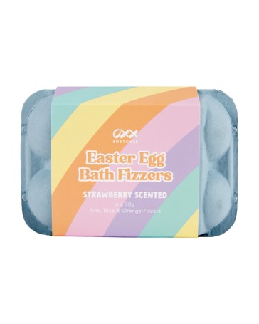 OXX Bodycare 6 Piece Easter Egg Bath Fizzers- Strawberry Scented