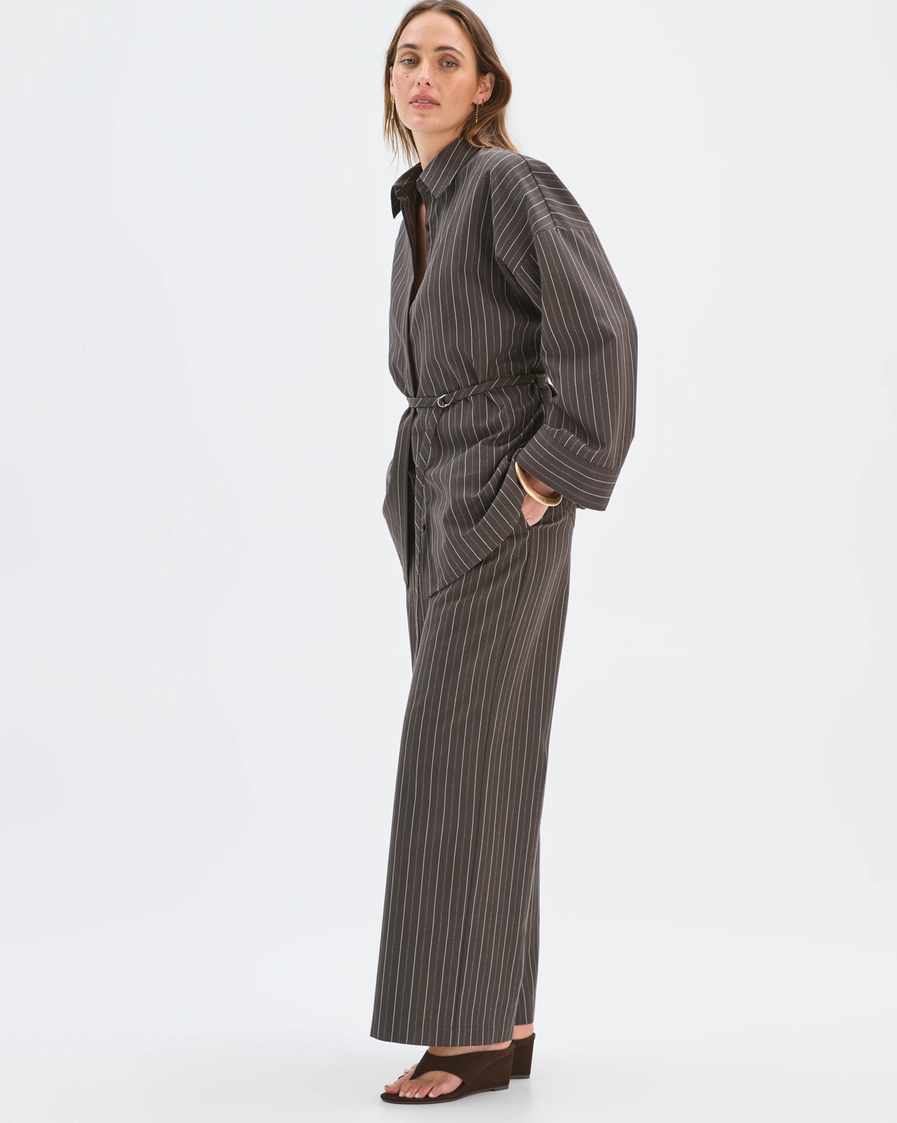 Preview Belt Detail Wide Leg Pants 2 of 5