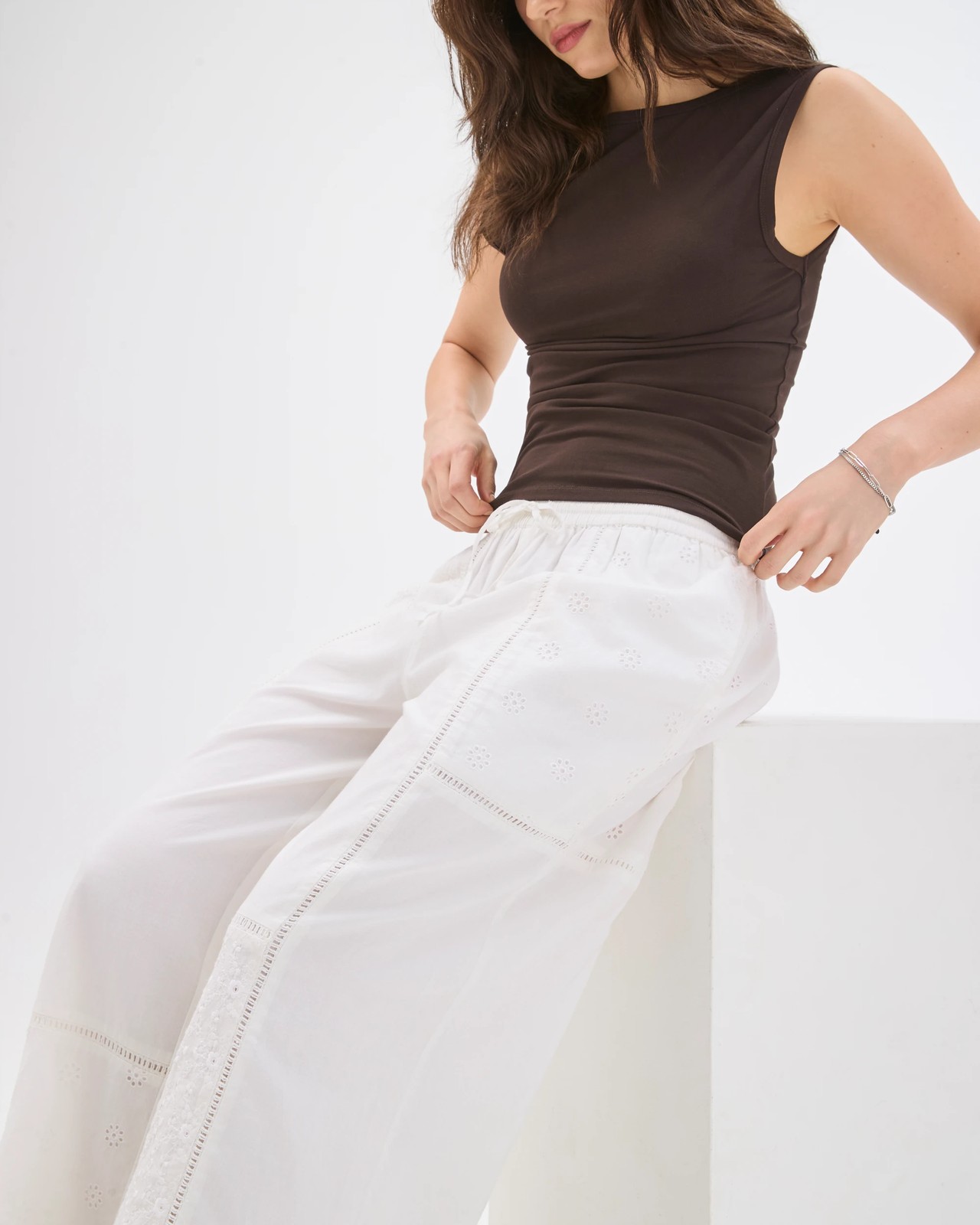 Lily Loves Cotton Embroidered Patch Detail Pants 4 of 6