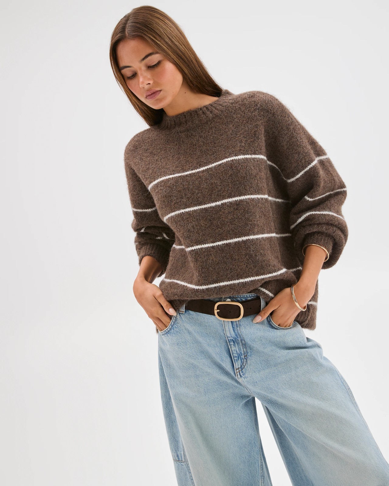 Lily Loves Stripe Knit Pullover Jumper - Brown 4 of 6