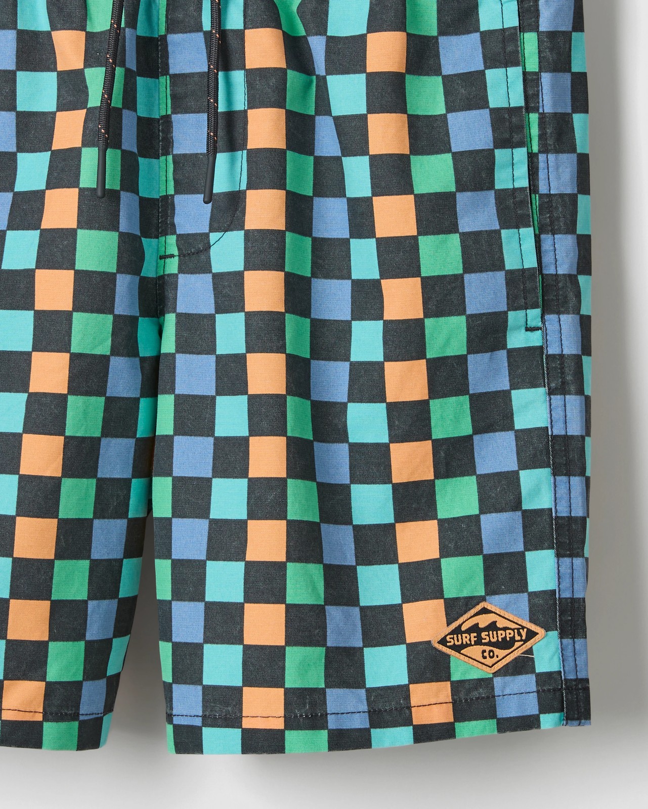 Australian Cotton Blend Elastic Waist Swim Boardshorts - Green Print 2 of 2