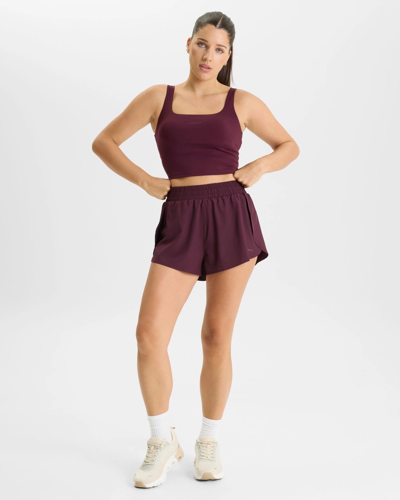 Lonsdale London Stride Double Layer Shorts - Plum 4 of 4