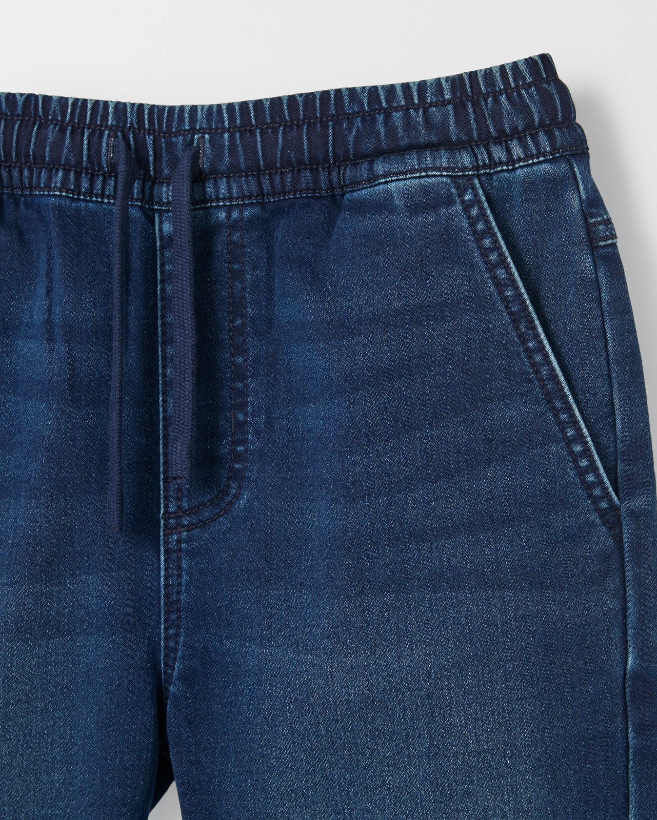 Elastic Waistband Denim Shorts - Navy Wash 2 of 2