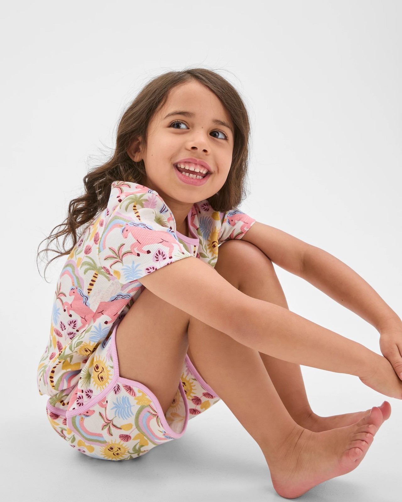 Australian Cotton Top and Dolphin Hem Shorts Pyjama Set - Unicorn 2 of 5