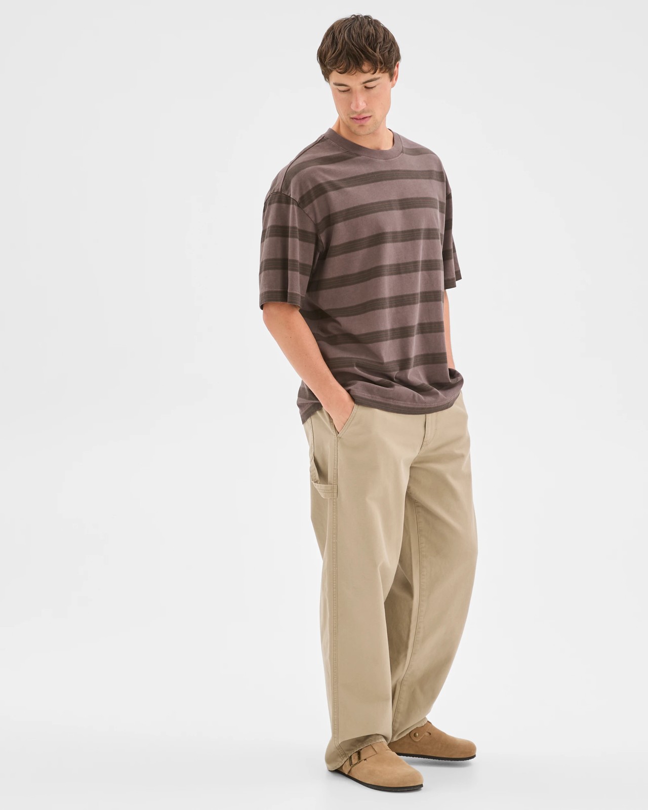 Commons Australian Cotton Overdyed Striped T-Shirt - Berry Stripe 3 of 6