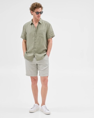 European Linen Pleated Chino Shorts