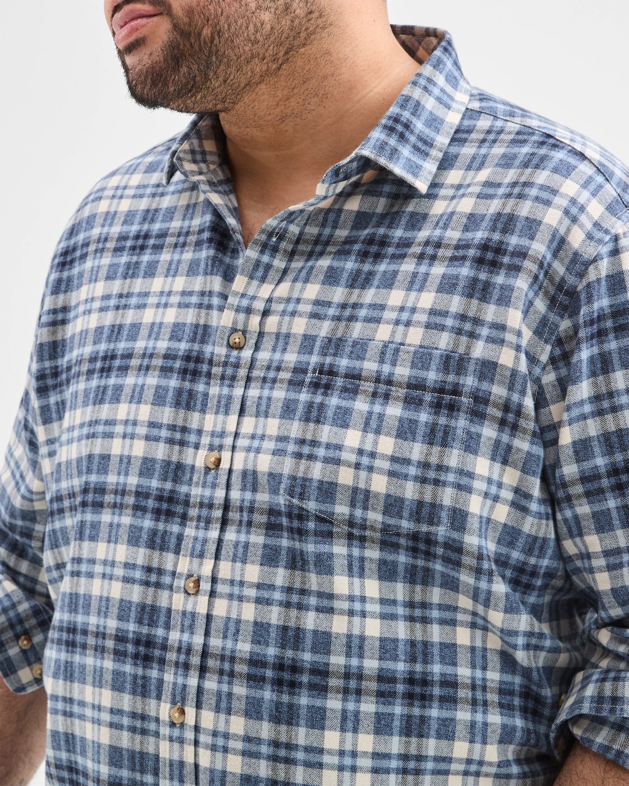 Plus Size Australian Cotton Long Sleeve Flannelette Shirt - Blue 5 of 5