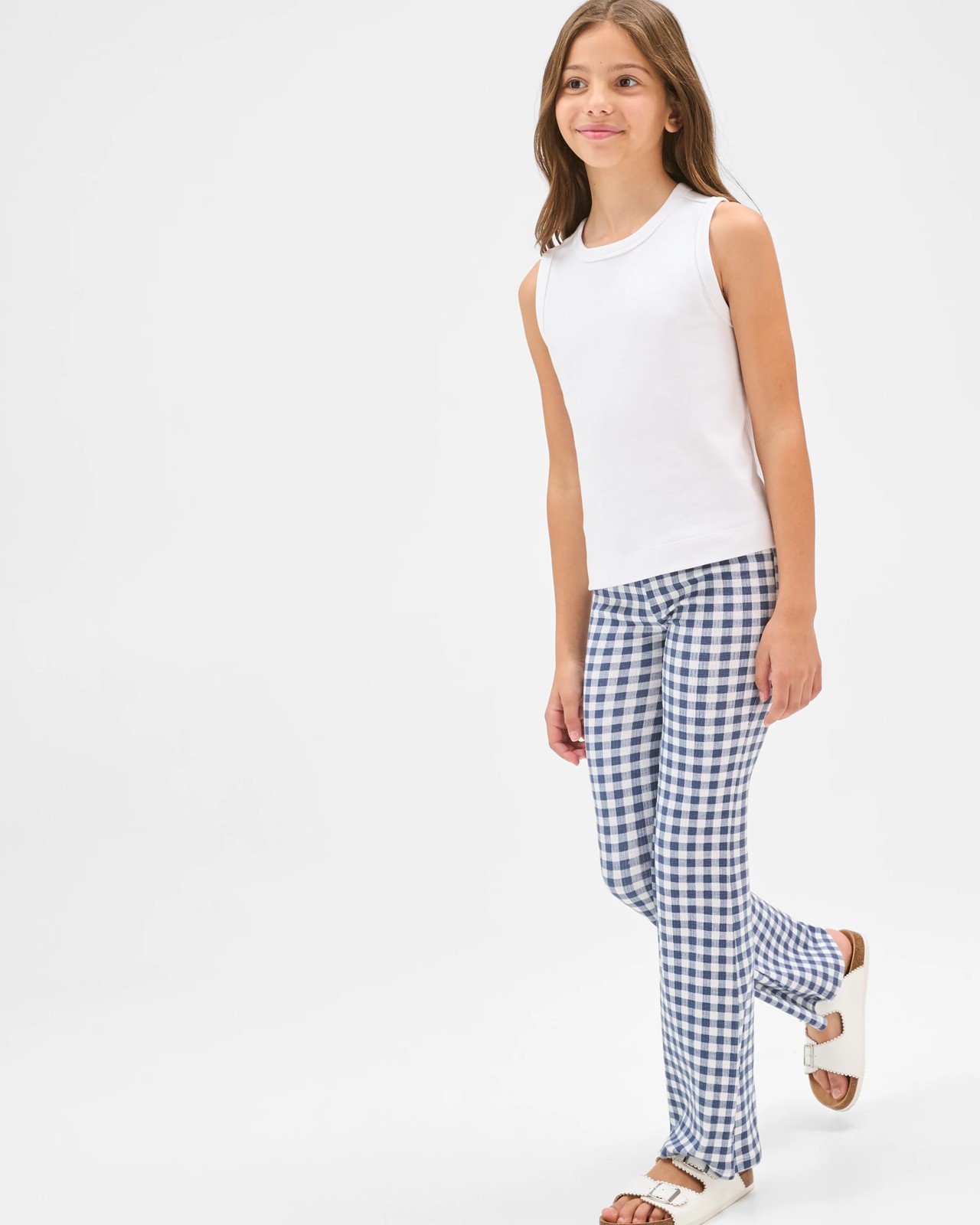 Ribbed Flare Leggings - Gingham Navy 2 of 6