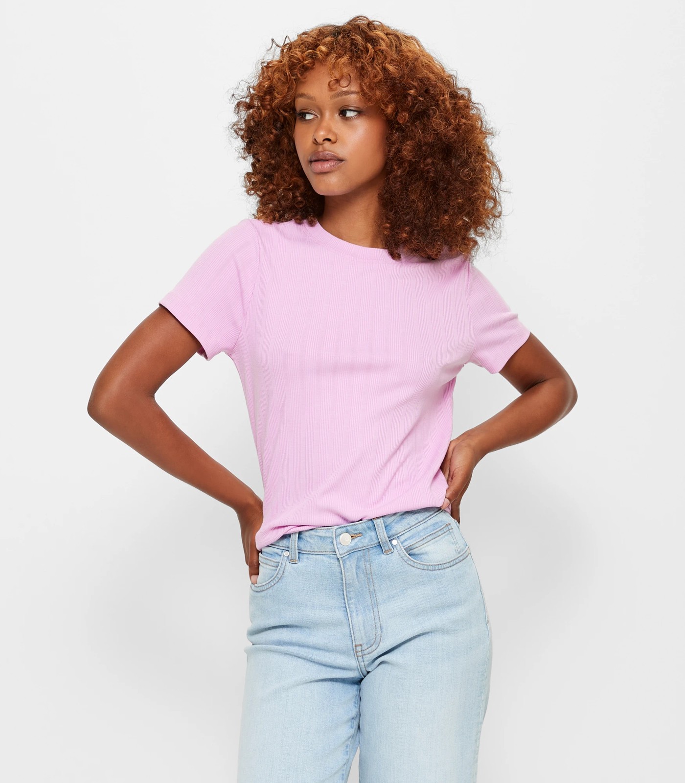 Rib T-shirt - Light Pink