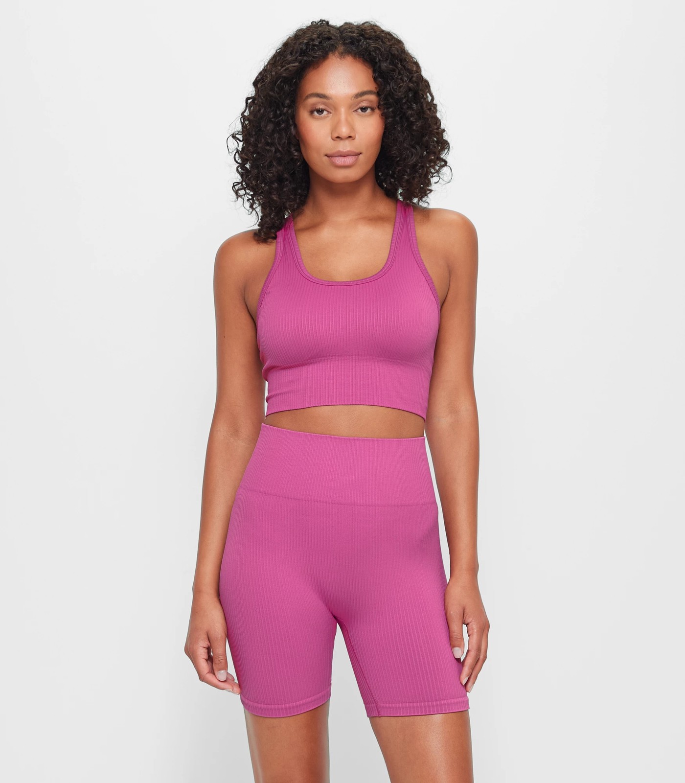 Active Seamfree Ribbed Longline Crop Top - Dusty Berry