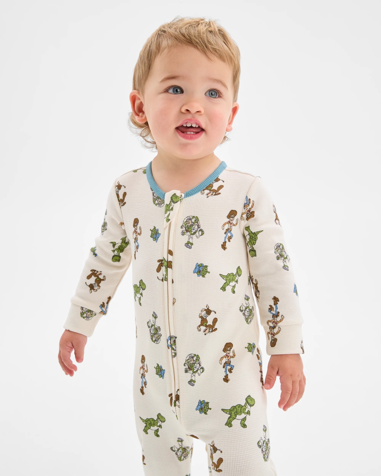 Disney Toy Story Baby Organic Cotton Waffle Zip Coverall 3 of 5
