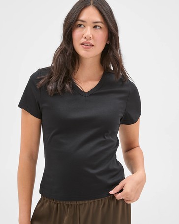 Preview Australian Cotton V-Neck Interlock T-Shirt