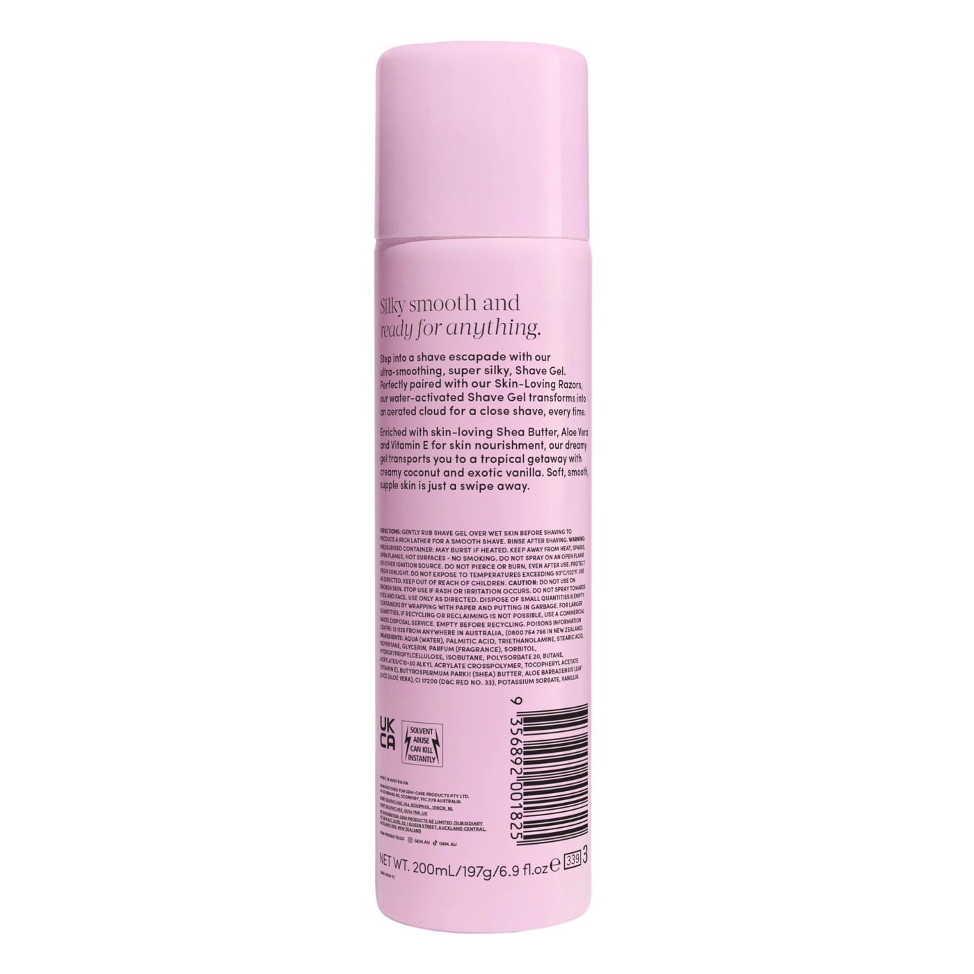 Gem Coconut Vanilla Skin-Loving Scented Shave Gel 195g - Shea Butter, Aloe Vera and Vitamin E 2 of 6