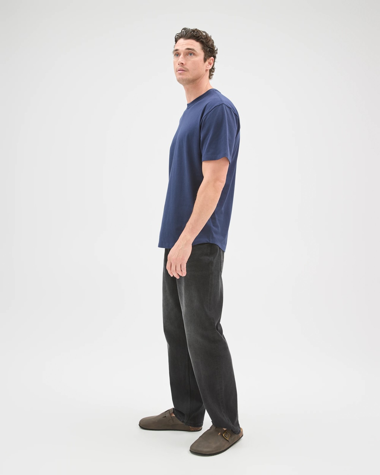 Australian Cotton Curved Hem T-Shirt - Navy 5 of 6
