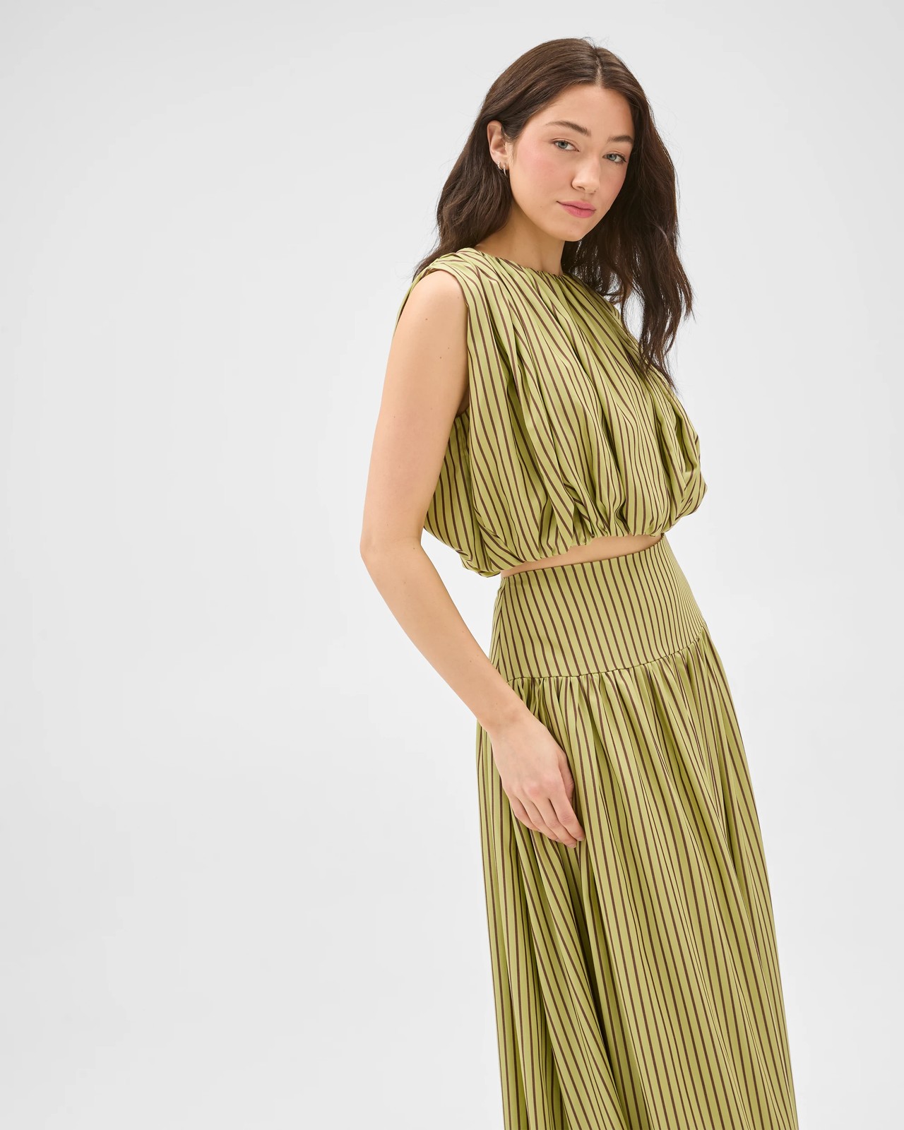 Lily Loves Lyocell Sleeveless Blouson Blouse - Matcha Stripe 5 of 6